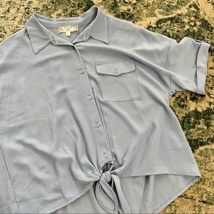 Pink Rose - Buttoned-Down Short Sleeve Blouse